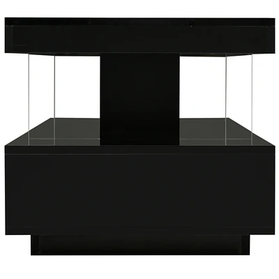 Simplie Fun Led Coffee Table With Storage and Display Shelves