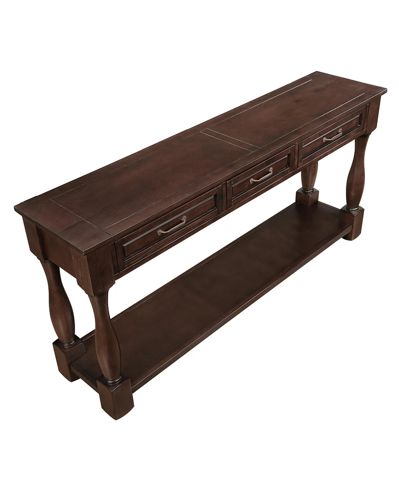 Streamdale Furniture 63" Wood Console Table with Drawers & Shelf, Easy Assembly