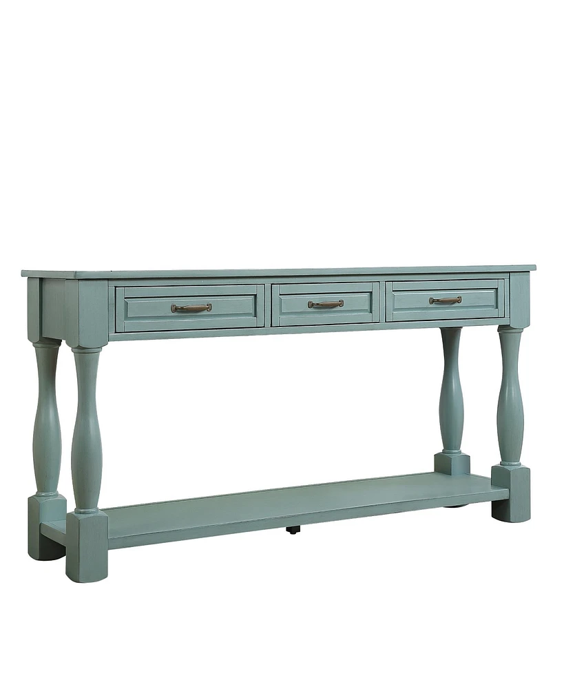 Simplie Fun 63" Wood Console Table with Drawers & Shelf