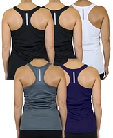 Galaxy By Harvic Women's Moisture Wicking Racerback Tanks-5 Pack