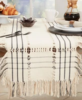 Saro Lifestyle Plaid Hemstitch Table Runner, with Fringe, 16"x72"