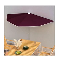 vidaXL Garden Half Parasol with Pole 70.9"x35.4" Bordeaux Red