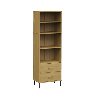 vidaXL Bookcase with 2 Drawers 23.6"x13.8"x70.9" Solid Wood Oslo