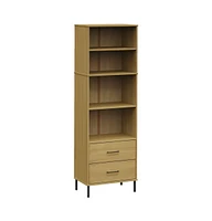 vidaXL Bookcase with 2 Drawers 23.6"x13.8"x70.9" Solid Wood Oslo