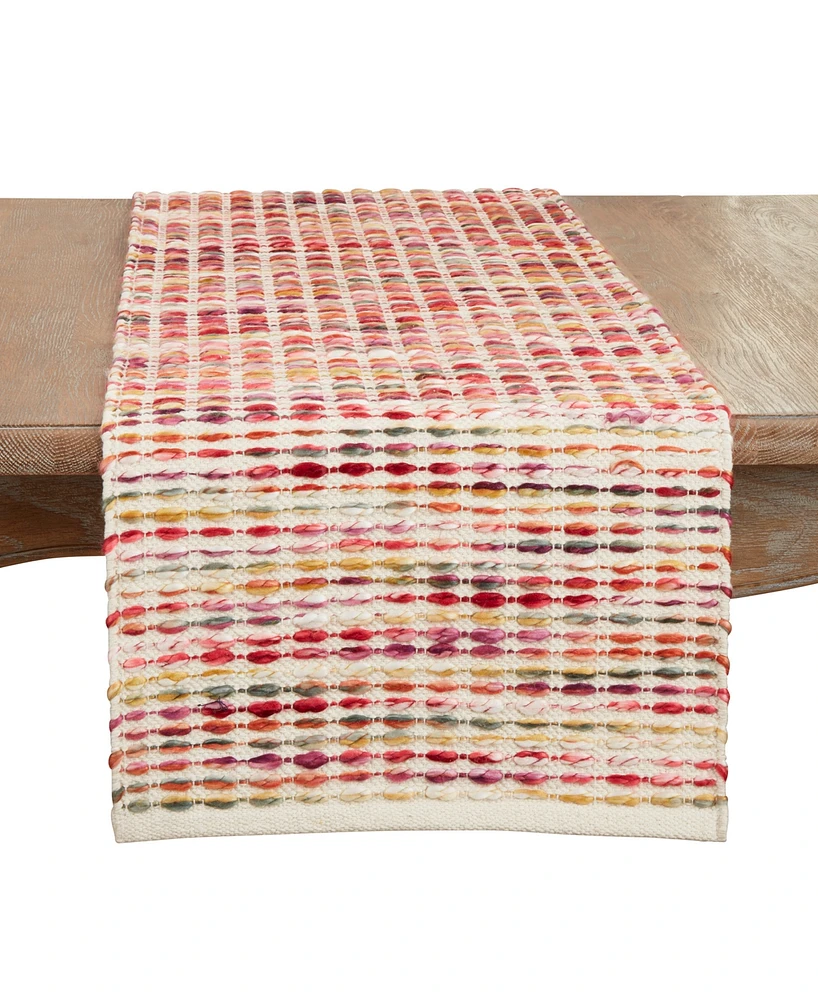 Saro Lifestyle Woven Rainbow Stripe Delight Table Runner, 16"x72"