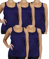 Galaxy By Harvic Women's Moisture Wicking Racerback Tanks-5 Pack