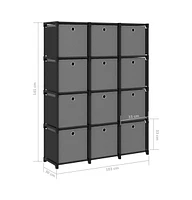 vidaXL 12-Cube Display Shelf with Boxes 40.6"x11.8"x55.5" Fabric