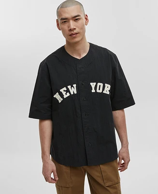 Mode of One Men's Relaxed-Fit Button-Down Baseball Shirt, Created for Macy's