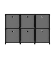 vidaXL 6-Cube Display Shelf with Boxes Black 40.6"x11.8"x28.5" Fabric