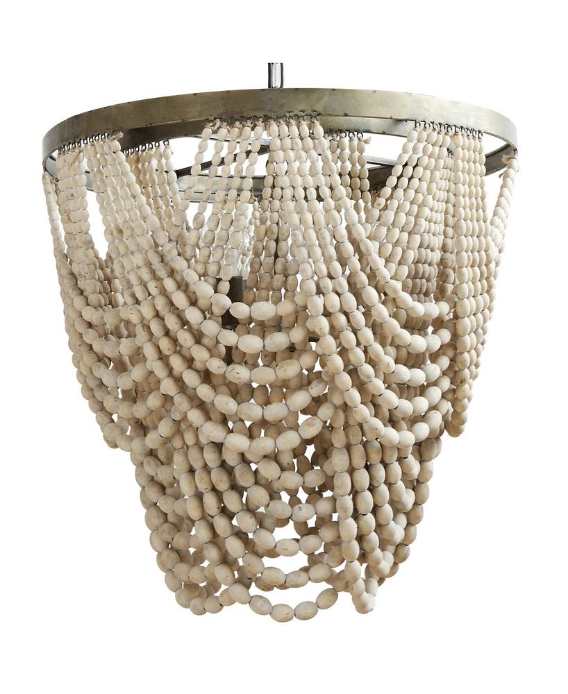 Storied Home 2-Tier Draped Wood Bead Chandelier Whitewashed