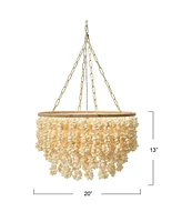 Storied Home 20" Round Metal and Shell Chandelier Style Ceiling Light