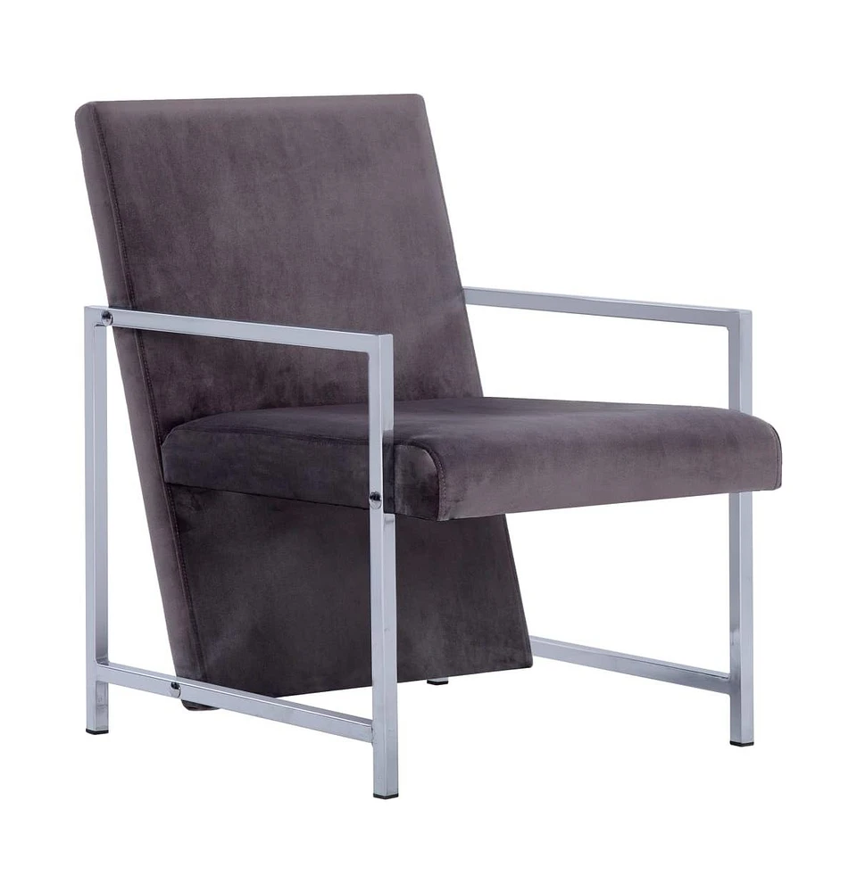 vidaXL Armchair with Chrome Feet Dark Gray Velvet