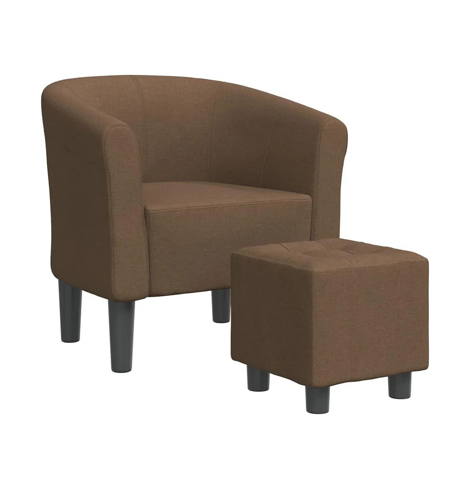 vidaXL Tub Chair with Footstool Brown Fabric