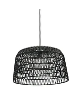 Storied Home Open Weave Metal and Paper Rope Ceiling Light Black