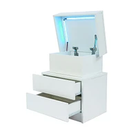 Streamdale Furniture Modern White Nightstand with Led Lights