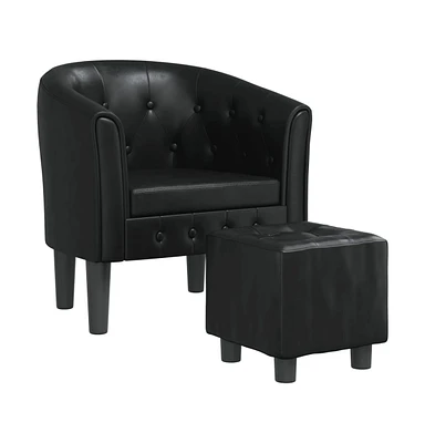 vidaXL Tub Chair with Footstool Faux Leather