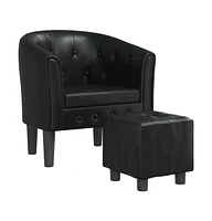 vidaXL Tub Chair with Footstool Faux Leather