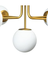 Storied Home Sputnik Flush Mount Opal Glass Ceiling Light Brushed Gold