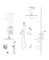 Streamdale Furniture 12" Rain Shower Head Systems With Waterfall Tub Spout, Brushed Nickel, Ceiling Mounted Shower