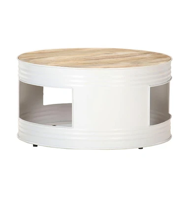 vidaXL Coffee Table White 26.8"x26.8"x14.2" Solid Mango Wood