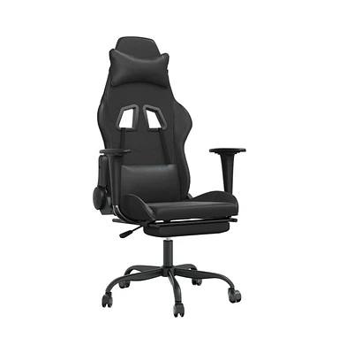 vidaXL Massage Gaming Chair with Footrest Black Faux Leather
