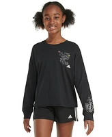 adidas Big Girls Cotton Long-Sleeve Crewneck Graphic T-Shirt