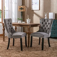 Contemporary Velvet Upholstered Dining Chair Set, Gray, 2-Pcs