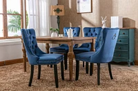 Contemporary Velvet Dining Chairs, Blue, 2-pcs Set