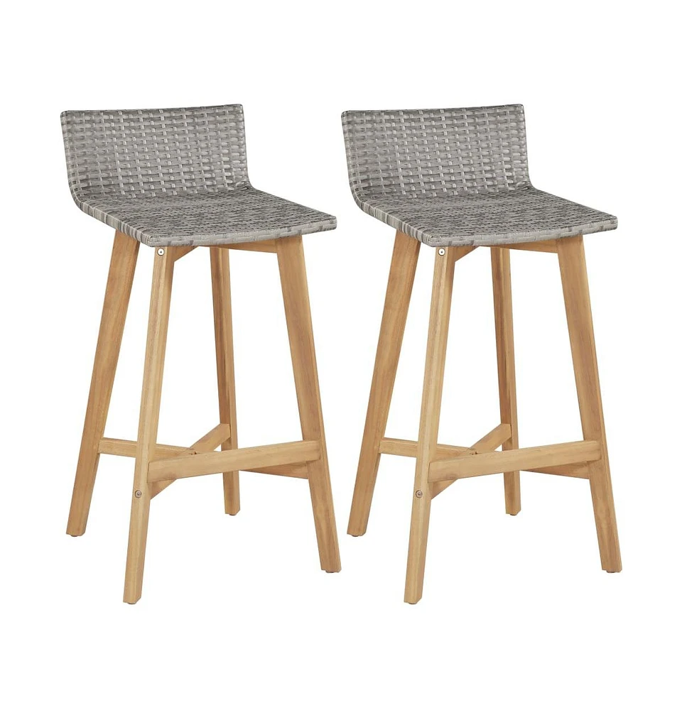 vidaXL Bar Chairs 2 pcs Solid Acacia Wood