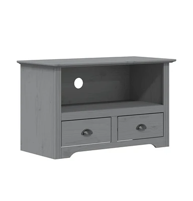 vidaXL Tv Stand with 2 Drawers Bodo Gray 35.8"x16.9"x22" Solid Wood Pine