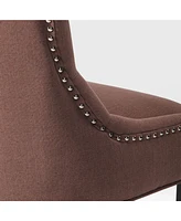 WestinTrends Upholstered Wingback Button Tufted Dining Chair Set of 2