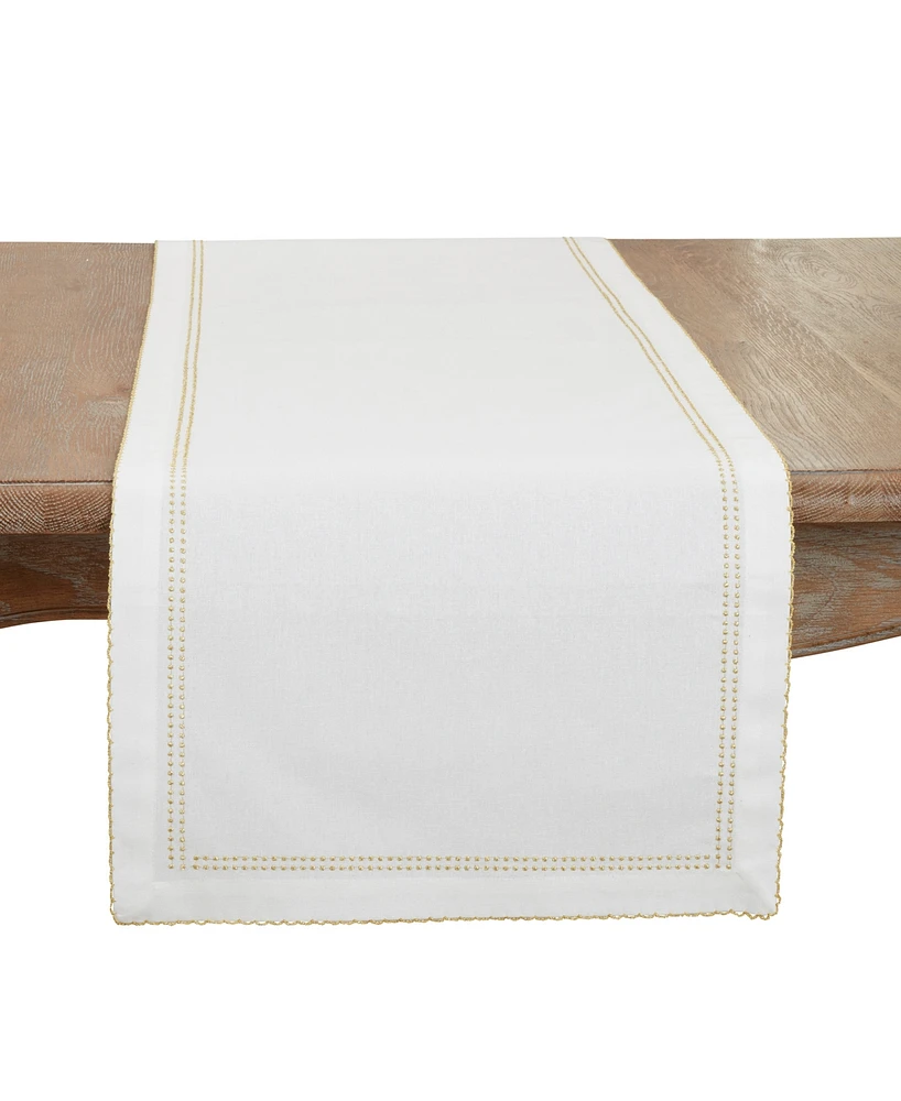 Saro Lifestyle Detailed Edge Embroidery Table Runner, 16"x72"