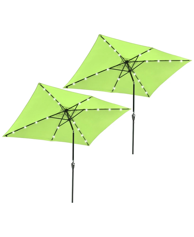 Yescom Pack of 10x6ft Rectangle Solar Power Patio Umbrella Outdoor Led Tilt Sunshade