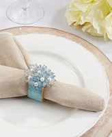 Saro Lifestyle Beaded Petal Delight Resin Napkin Ring Set of 4,