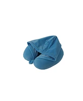 Mirage Luggage Twinkie 2 1 Travel Neck Pillow and Velvet Hoodie with Rest Support Eye Shield for Long Travels, Airplanes, Car Rides, Offic