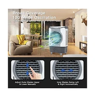 Slickblue 4-in-1 Industrial Evaporative Air Cooler Fan with 12 Gallon Tank and Wheels-Grey