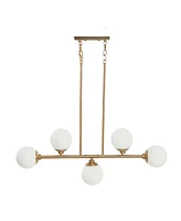 Robert Stevenson Lighting Lorne - Metal and Frosted Glass 5-Light Chandelier Brushed Gold