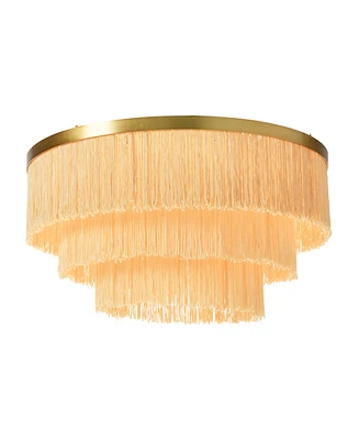 Storied Home 13.75" Round Flush Mount Fringe Light Fixture