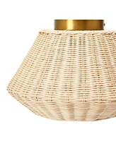 Storied Home Coastal Ceiling Lamp with Rattan Shade and Iron Base