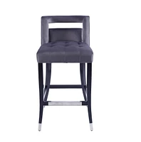 Suede Velvet Barstool With Nailheads Dining Room Chair 2 Pcs Set - 30 Inch Seater Height