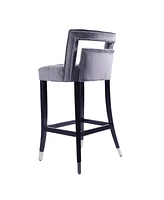 Streamdale Furniture Suede Velvet Barstool With Nailheads Dining Room Chair 2 Pcs Set - 30 Inch Seater Height