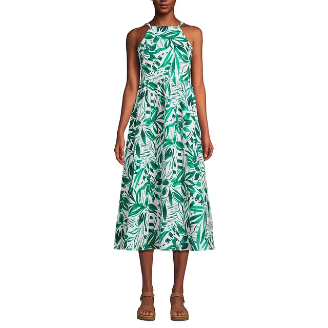 Lands' End Women's Linen Sleeveless Midi Dress | Connecticut Post Mall Lands' End Women's Linen Sleeveless Midi Dress | Connecticut Post Mall