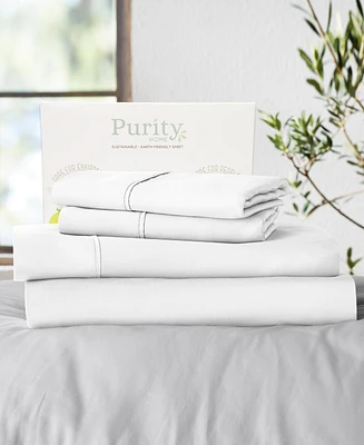 Purity Home 400 Thread Count Cotton Percale 4 Pc Sheet Set Queen