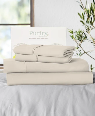 Purity Home 400 Thread Count Cotton Percale 4 Pc Sheet Set Queen