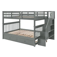 Stairway Full-Over-Full Bunk Bed with Trundle & Storage