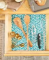 Design Imports Fridge Liner Collection Non-Adhesive, Cut to Fit, 12x24", Teal Abstract Leaf, 6 Piece