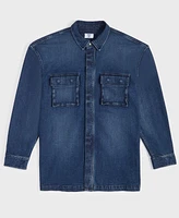 Mode of One Men's Regular-Fit Denim Cargo Overshirt, Created for Macy's