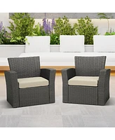 WestinTrends Outdoor Patio Furniture Seat Chair Square Cushions Without Welt Set of 2, 20" x 19"