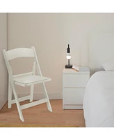 Elama 4 Piece Plastic Folding Resin Chair in White with Removable Seat Pad