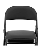 Elama 4 Piece Metal Folding Chair with Padded Seats in Black